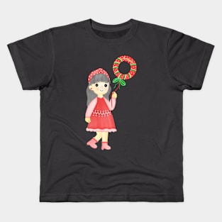 Cute little girl with xmas balloon. Kids T-Shirt
